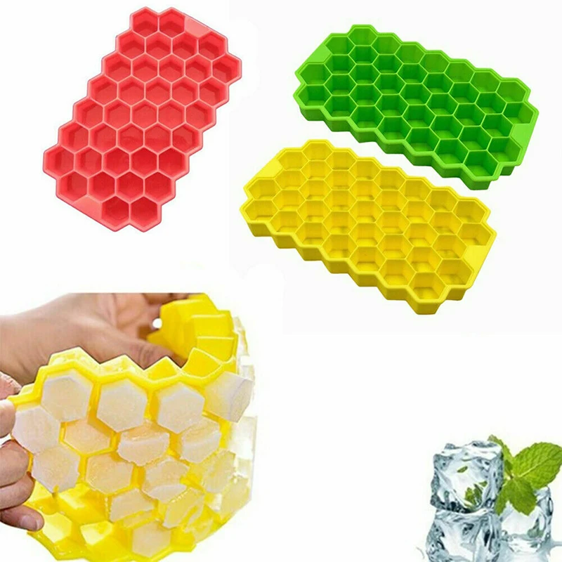 

Simple Silicone Ice Cube Tray Small Honeycomb Mold with Lid Ice Box Kitchen Cooking Tools Portable Reusable Kitchen Accessories
