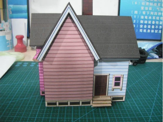 UP Flying Cabin 3D Paper Model Small Mooden House DIY Handwork Toy For Kid Children 5