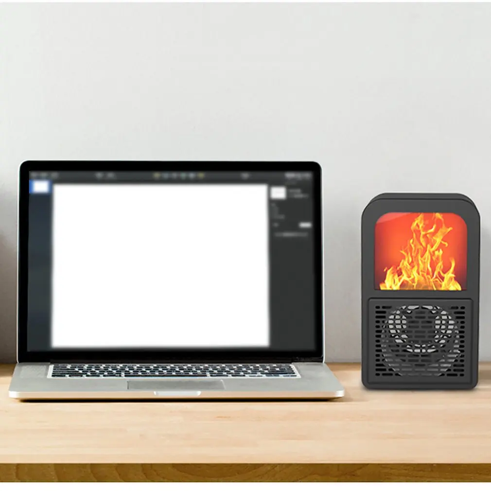 Creative Portable Fan Office Bedroom Electronic Fireplace Heater 3D Flame Heater Home Desktop Heater