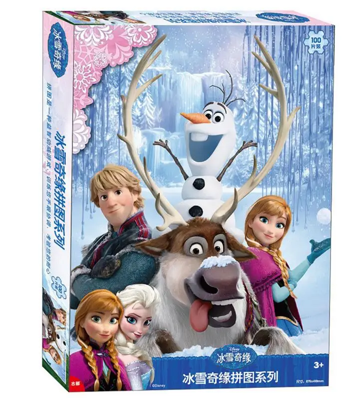 100pcs Disney холодное сердце 2 Снежная королева Эльза Анна 3D DIY картина головоломки для сборки игрушки для взрослых детей детские развивающие игрушки - Цвет: 100pcs
