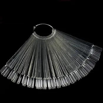

1Set False Nail Tips Nature Clear Black Fan Finger Full Card Nail Art Display Practice Acrylic UV Gel Polish Tool Manicure