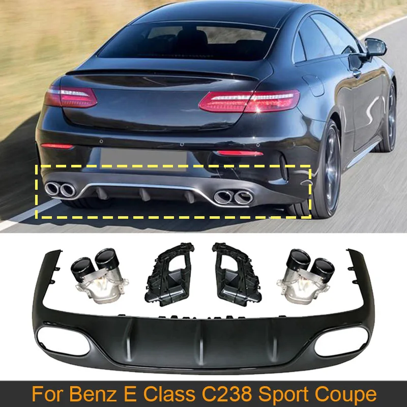 Carbon Look Black Car Rear Bumper Diffuser Lip Spoiler For Mercedes Benz E Class C238 Sport Coupe 2017 2019 With Exhaust Tips Bumpers Aliexpress