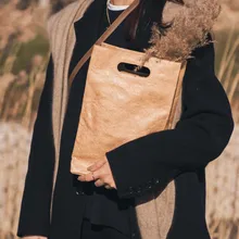 Fashion Brown Tote Reusable Shopping Eco Shopper Grocery Cloth Bag Foldable Sac Cabas Large-capacity Kraft Paper Handbag