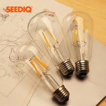 Винтаж Edison лампа со светодиодными нитями на цоколе 2W 4W 6W 8W 220V 110V Ретро E27 светодиодный светильник лампы Стекло оболочки ST64 Светодиодная лампа для Гостиная