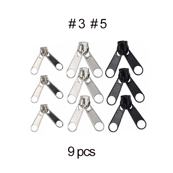 9pcs Mix Size 5 шт.#3#5#8 Fix Zipper DIY Zip Slider Repair Набор для ремонта одежды сумка чемодан молнии крепления аксессуары для портного - Цвет: 9pcs Mix Size