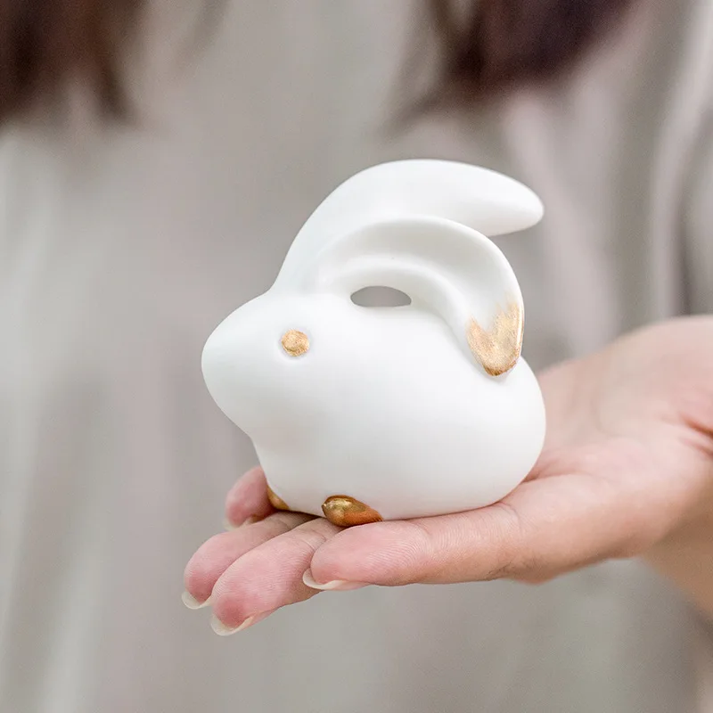 Милый керамический кролик миниатюрная фигурка декор для комнаты украшения стола