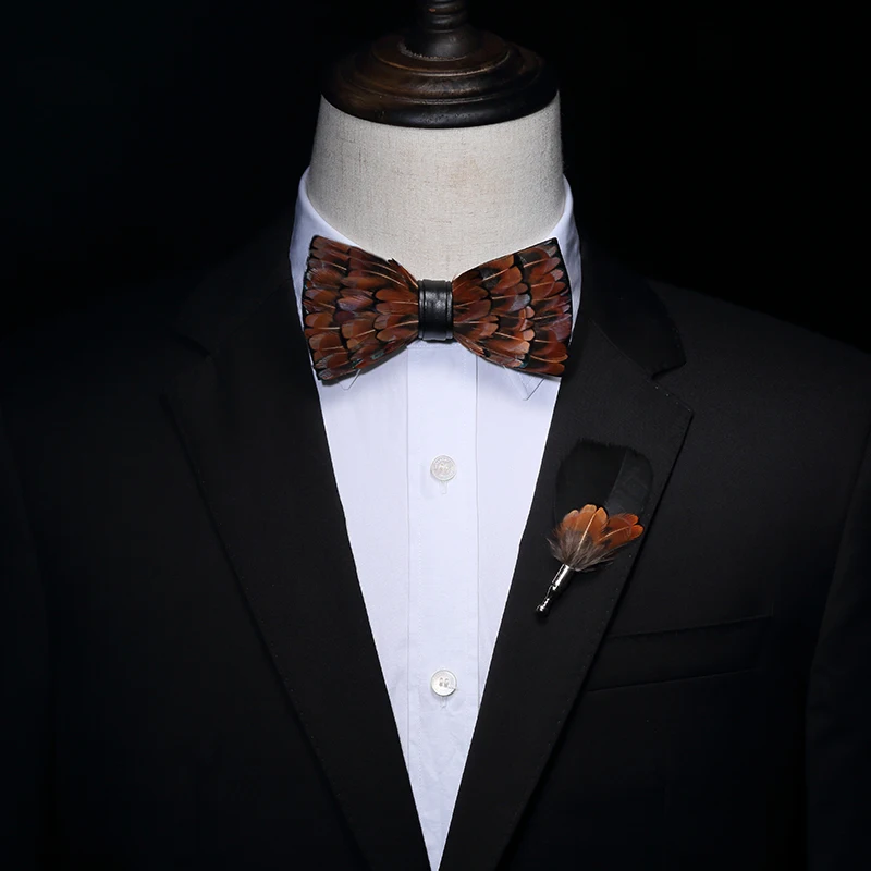 Новинка; ; модная мужская одежда с натуральным пером; редкие сокровища; уникальное свадебное торжество деловая встреча; комплект с галстуком-бабочкой для путешествий