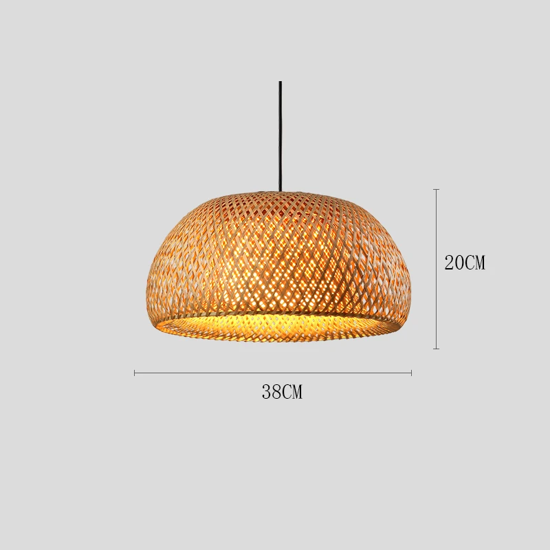 38CM Винтажный Японский подвесной светильник Bamboo светодиодный подвесной светильник ручной работы вязаный подвесной светильник для кухни ресторана подвесной светильник - Цвет корпуса: 38CM