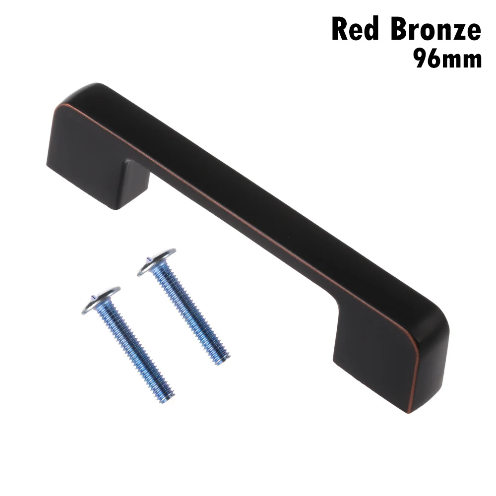 red bronze-96mm Модные ручки для шкафа из цинкового сплава черного цвета, кухонный шкаф в американском стиле, квадратный барный шкаф, мебельная дверная ручка, фурнитура - Цвет: red bronze-96mm