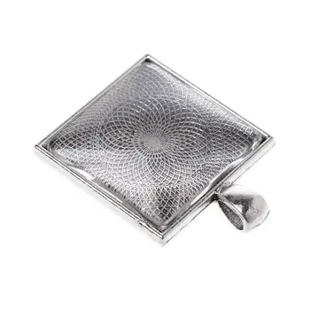 

48 Pcs/Set Pendant Tray DIY Jewelry Base Heart-shape Square Stamping Handmade Alloy Professional Charms Necklace Making Creative