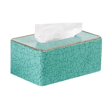 

Leather Tissue Box Storage Container Household Napkin Holder Storage Box Ice Crack Pattern Paper Organizer For Home Office Car
