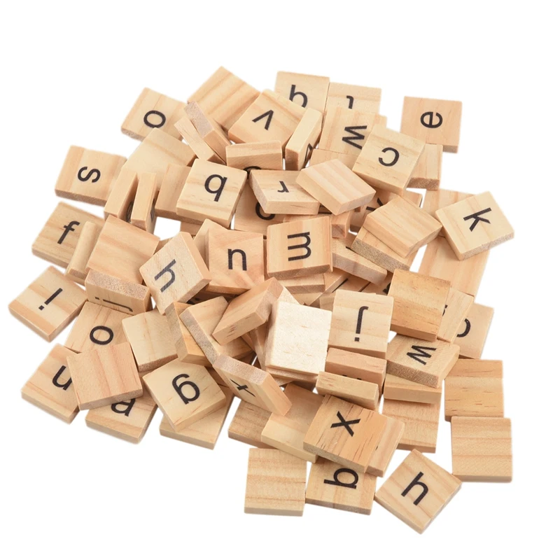 200X деревянные плитки Scrabble буквы Алфавит Scrabbles номер ремесла английские слова LOWERCASE смешанные