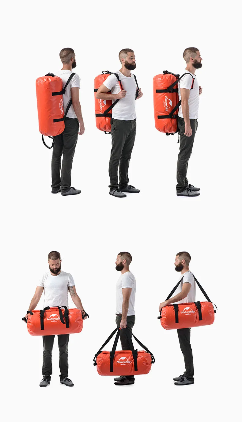 Naturehike PVC 30L 60L 90L Водонепроницаемая сухая сумка большой емкости водонепроницаемая сухая сумка через плечо для пляжа, плавания, дайвинга, серфинга