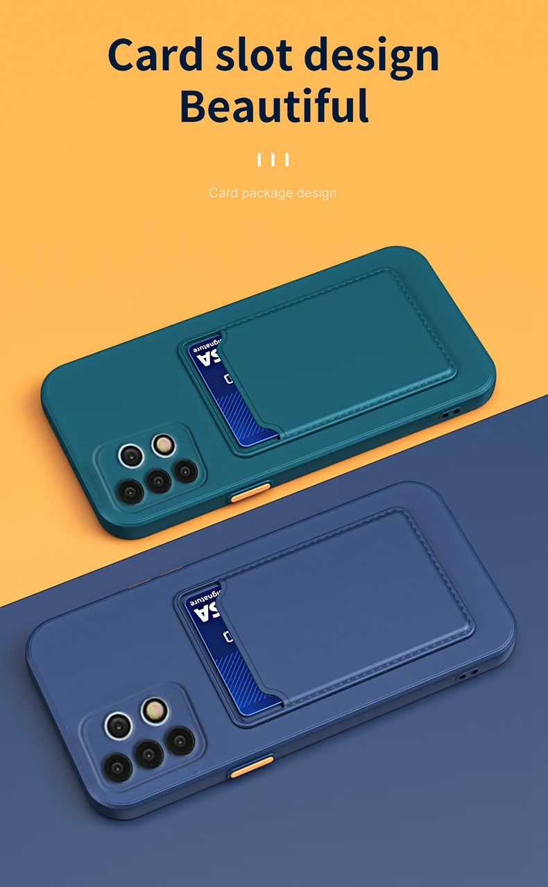 cute samsung phone case Silicone Card Holder Slot Phone Case For Samsung Galaxy A20E A10S A12 A21 A21S A31 A42 A02s A11 A82 M51 M31S M30S M51 Back Cover cute samsung phone case