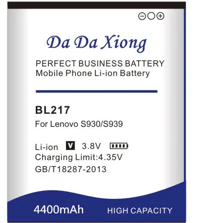 Da Xiong 4400mAh BL 217 BL217 батарея для lenovo S930 S939 S938t батарея