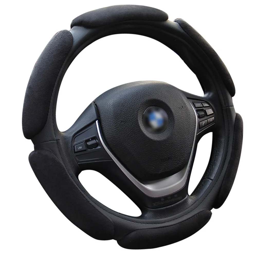 Нескользящая крышка рулевого колеса с 3D дизайном/Флокирование clothcar, рулевое колесо, оплетка диаметром 38 см для 95% автомобиля
