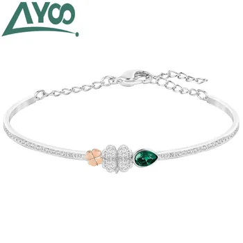 

AYOO High Quality SWA Fashion Simple Lucky Four Leaf Green Crystal Lady Best Gift