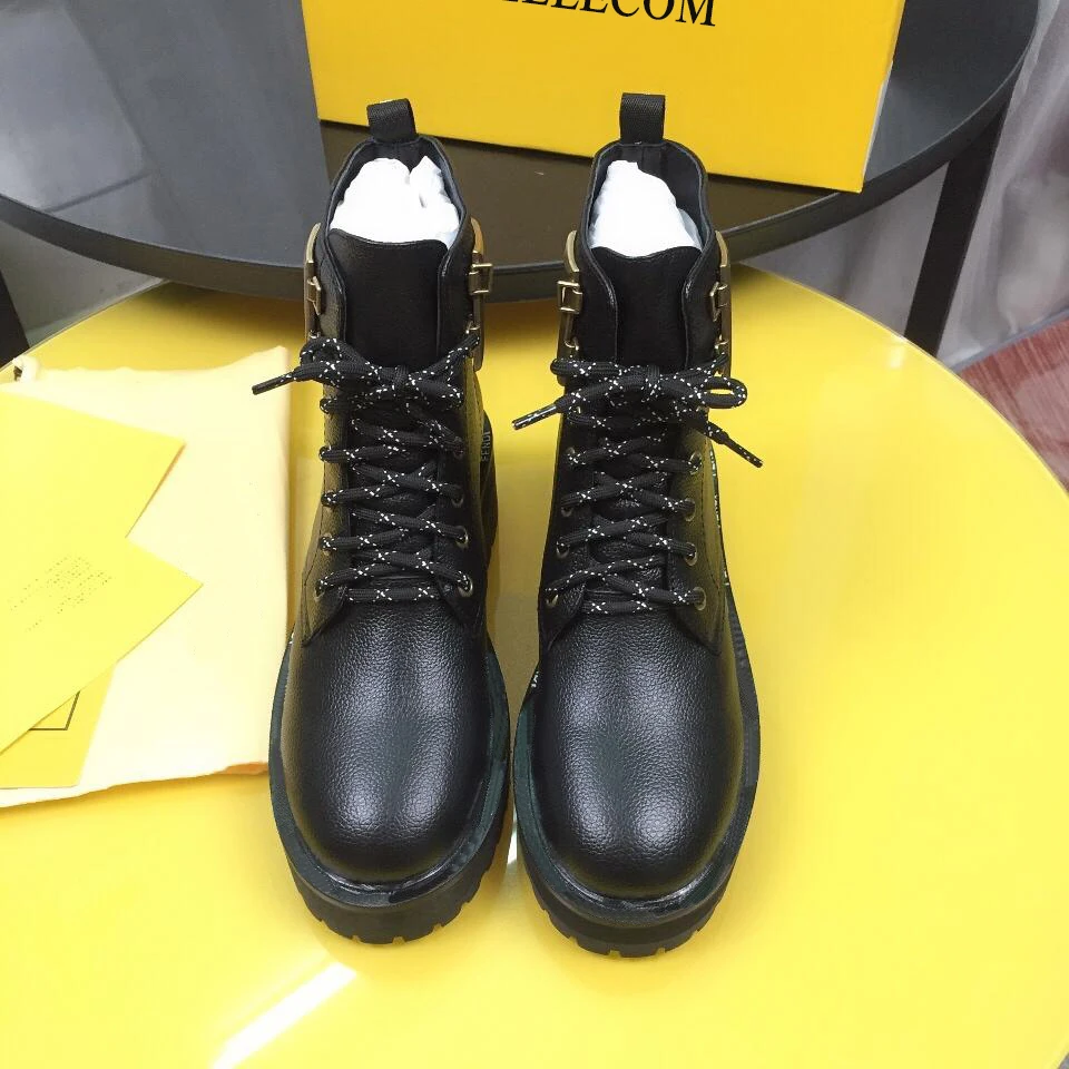 

BELLECOM 2019 Autumn New Type Female True Leather British Wind Boots Tie Leisure Flat Bottom Shoes
