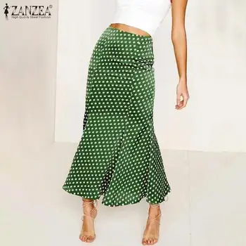 

Fashion Asymmetrical Skirts Women's Printed Sundress Spring 2020 ZANZEA Casual Polka Dot Bodycon Skirts Female High Waist Robe