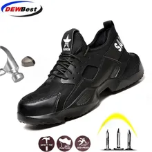 Men's Steel Toe Work Safety Shoes Casual Breathable Outdoor Sneakers Puncture Proof Boots Comfortable Industrial Shoes for Men