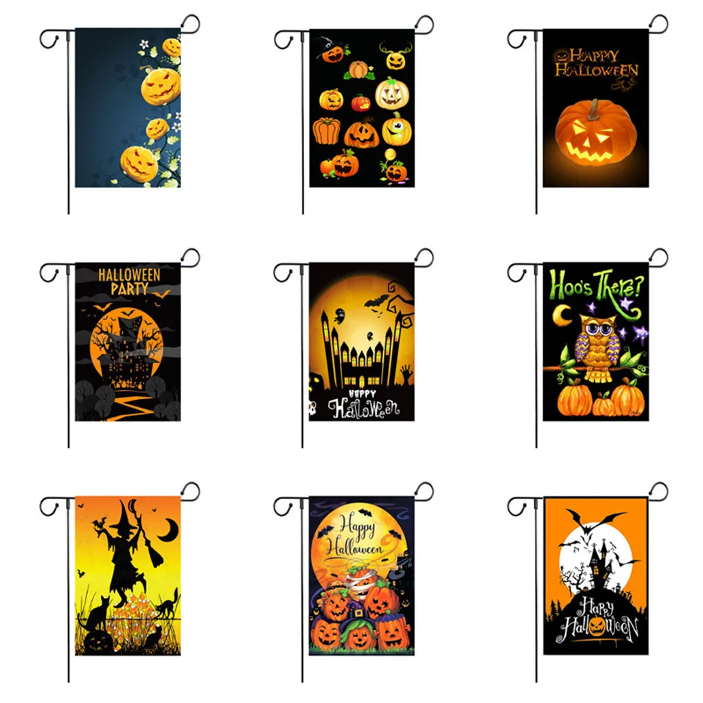 Хэллоуин сад флаг тыква кошка двухсторонний узор печать атмосферостойкий сад флаг баннер Хэллоуин украшение& 8
