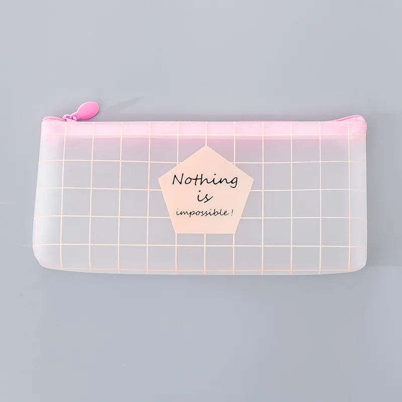 Kawaii розовая клетка большой пенал креативный ПВХ прозрачный карандаш коробка симпатичный Карандаш сумка для детей подарок, школьные принадлежности Пенал - Цвет: Nothing is