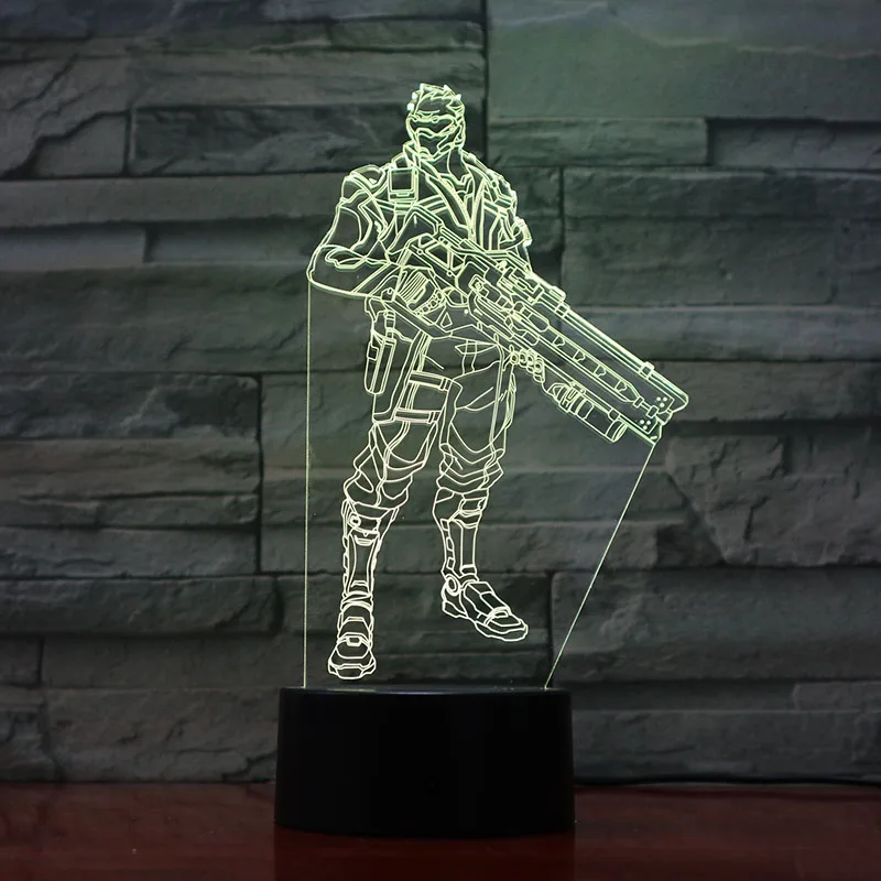 Игра Overwatch мальчик Ночной светильник светодиодный RGB меняющий цвет Солдат 76 фигурка декор для комнаты светильник праздничный подарок OW 3d ночник для спальни