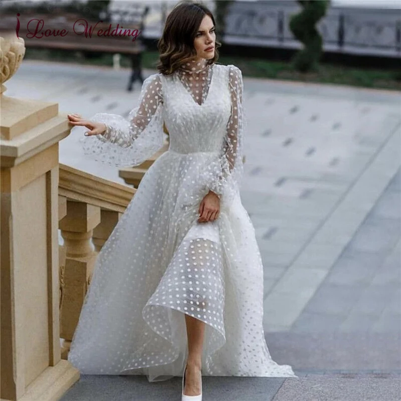 Женское платье с аппликацией в горошек белое ТРАПЕЦИЕВИДНОЕ свадебное до пола