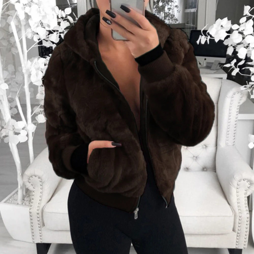 Women Long Sleeveless hoodies Faux Fur Coat Vest Winter Jacket Casaco Feminin Female Autumn Fleece Plush Veste Femme