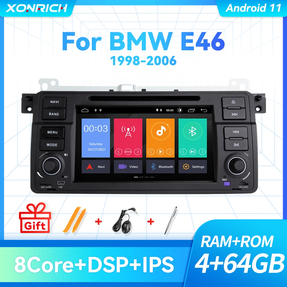Автомобильный мультимедийный плеер 8 ядер 4 Гб Carplay Android11 для BMW E46 M3 318i/320/325/330/335 Rover