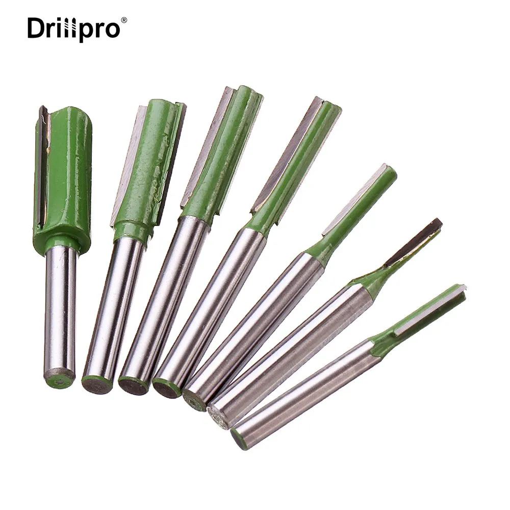 7Pcs//set 6mm Shank Single Double Flute Straight Router Bit For Woodworking