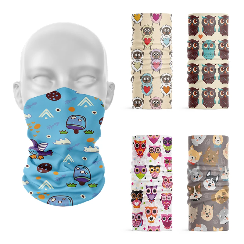 3D Printed Mini Pattern Headscarf Fashion Women Summer Neck Gaiter Cute Cartoon Animal Tubular Hijab Scarf Face Seamless Bandana