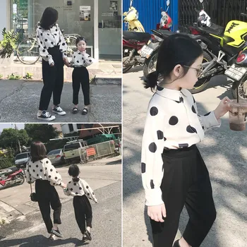 

GIRL'S Shirt Baby Long Sleeve Parent-child Matching Outfit Tops Mother & Daughter Childrenswear Shirt Pants Set