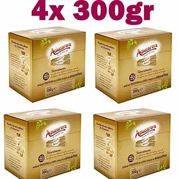 

Pack de 4 x 300g - 50 Azucaritos de Azucar Moreno de Caña Integral - Total 200 azucaritos y 1200Gr de Azucar Moreno de caña