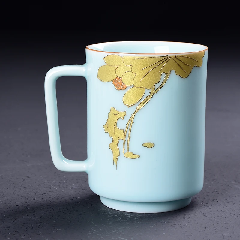 Jingdezhen чайная кружка 280 мл чашка для воды мастер завтраки кружки для кофе и молока Глазированная керамическая чашка посуда для чая Посуда для напитков контейнер для украшения - Цвет: E Style