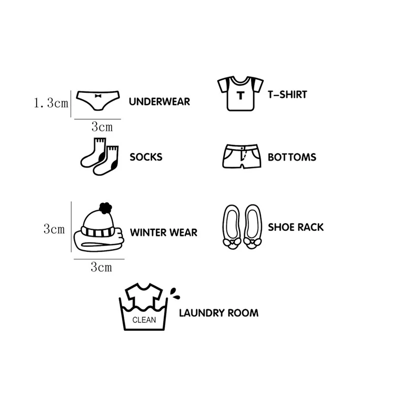 7PCS Home Decor Wardrobe Logo Sticker Decal Bedroom Vinyl Art Mural Home Decor New Creative Comfortable Warmth Quality Exquisite