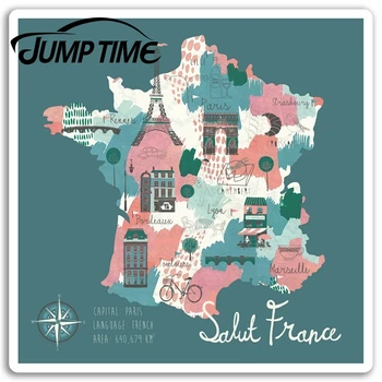 

Jump Time for France Map Vinyl Stickers Paris Travel Sticker Laptop Luggage Car Bumper Decal Waterproof Car Accessories