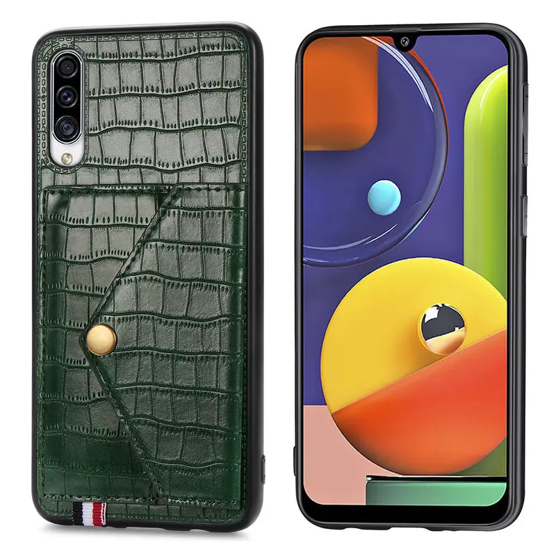 

For SamSung Galaxy A50 Case Fashion Crocodile pattern Luxury Leather Wallet Card slot Stand Back Cover For SamSung A50 A505 Case