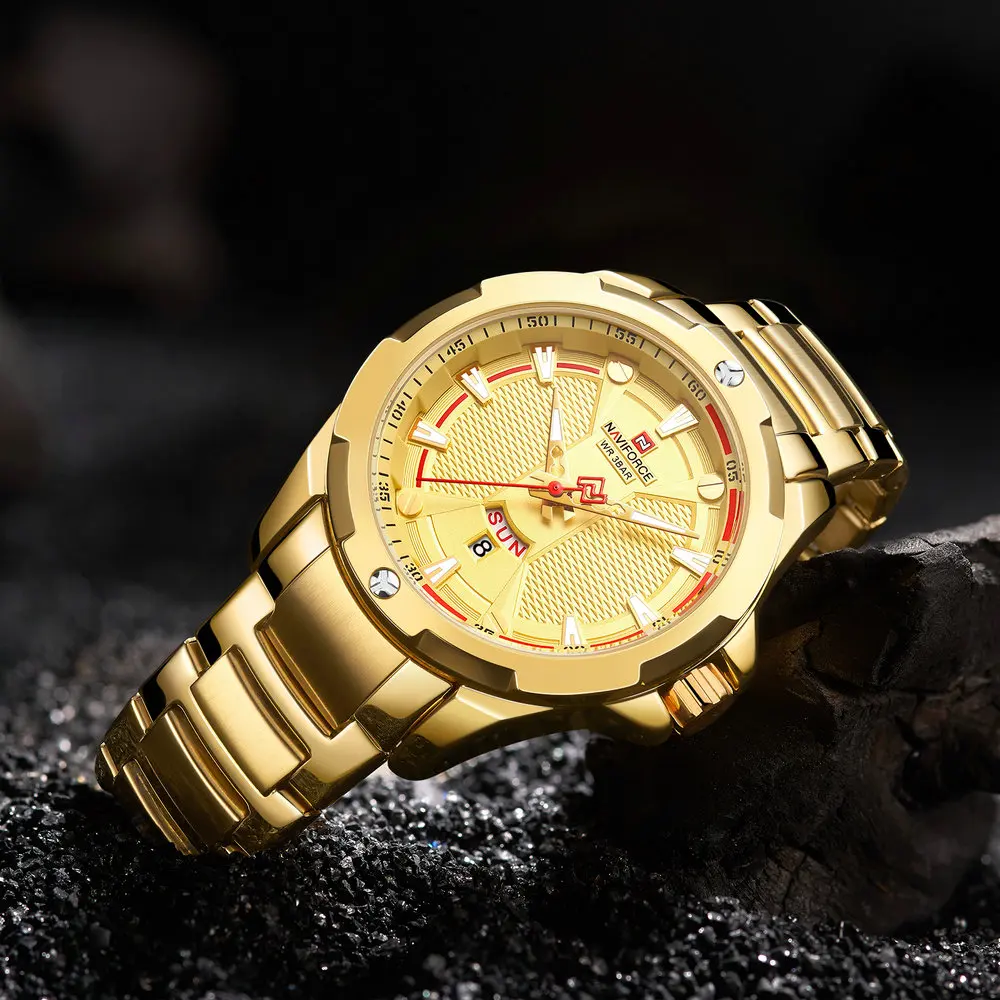 NAVIFORCE модные водонепроницаемые мужские спортивные часы лучший бренд класса люкс кварцевые часы ремешок из нержавеющей стали повседневные наручные часы