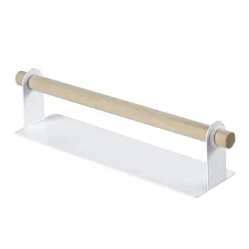 

Metal wall hanging Holder wood towel Shelf bathroom Roll paper rag Holder plastic wrap film Storage Racks kitchen accessories