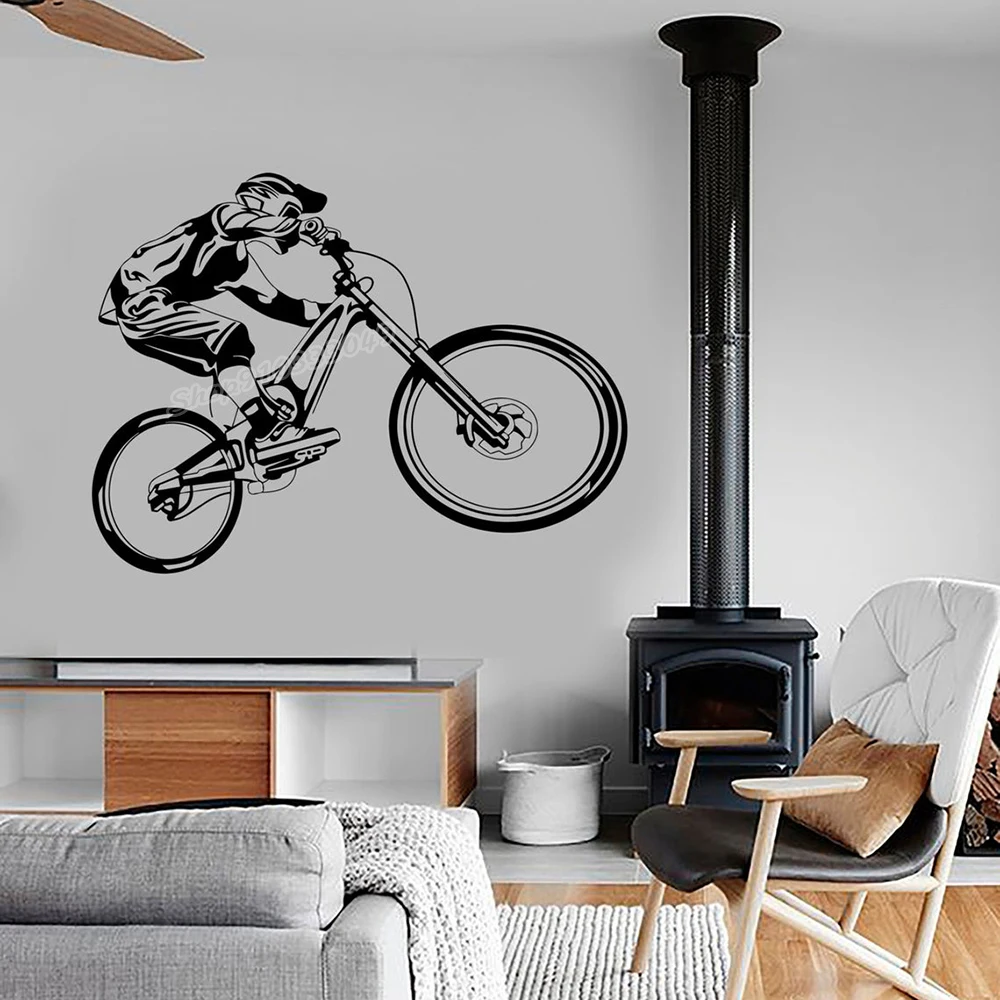 Виниловая наклейка на стену горный велосипед экстремальный спорт BMX Мотокросс