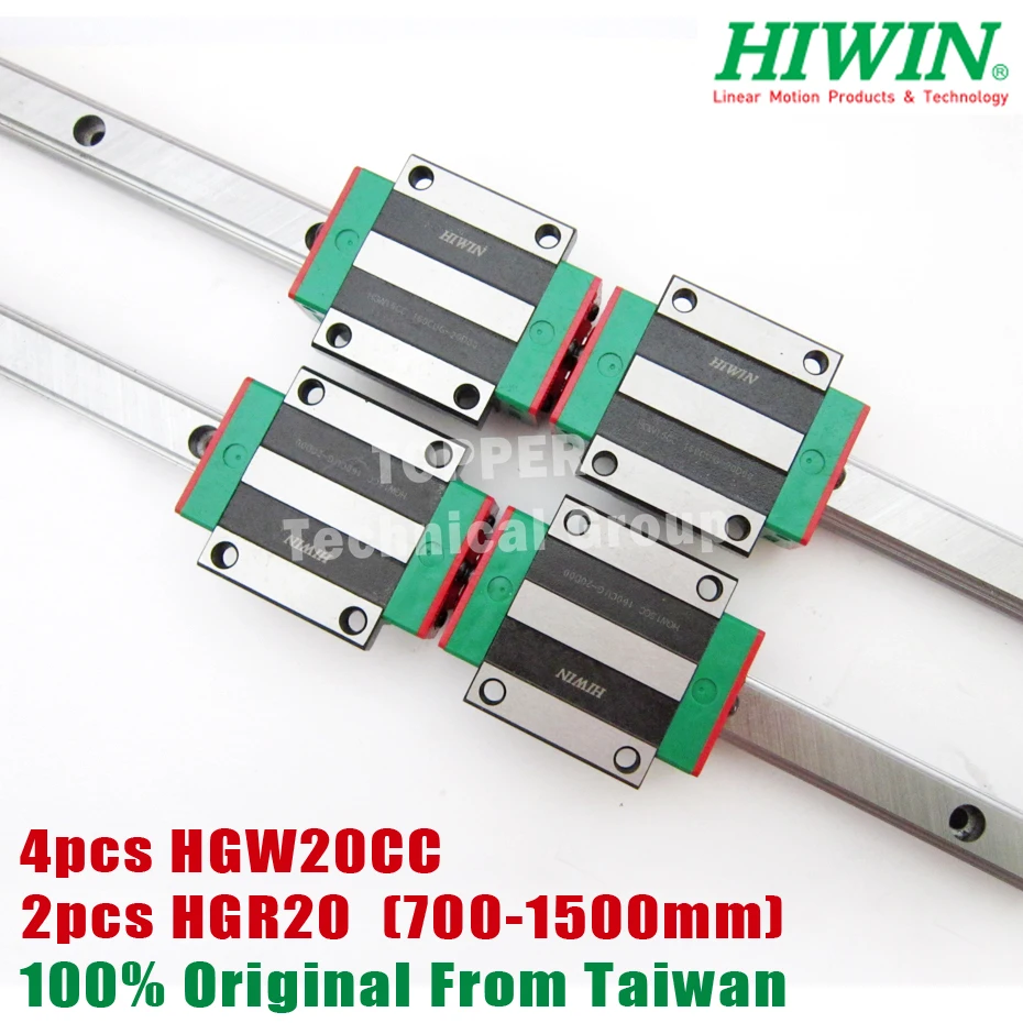 HIWIN 2pcs HGR20 Linear Rail 750/1000/1200/1500mm + 4pcs HGW20CC CNC Guide Block HGW20 | Обустройство дома