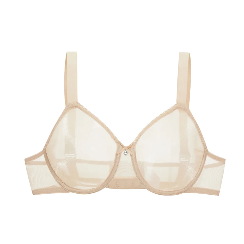 BIMEI See-Thru Ladies Sexy lace Bra, mesh, Underwire Half-Frame Bra,  Unlined Transparent Bra