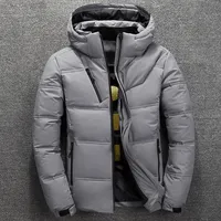 Men Down Jacket Slim Thick Warm Solid Color Hooded Coats Fashion Casual ...