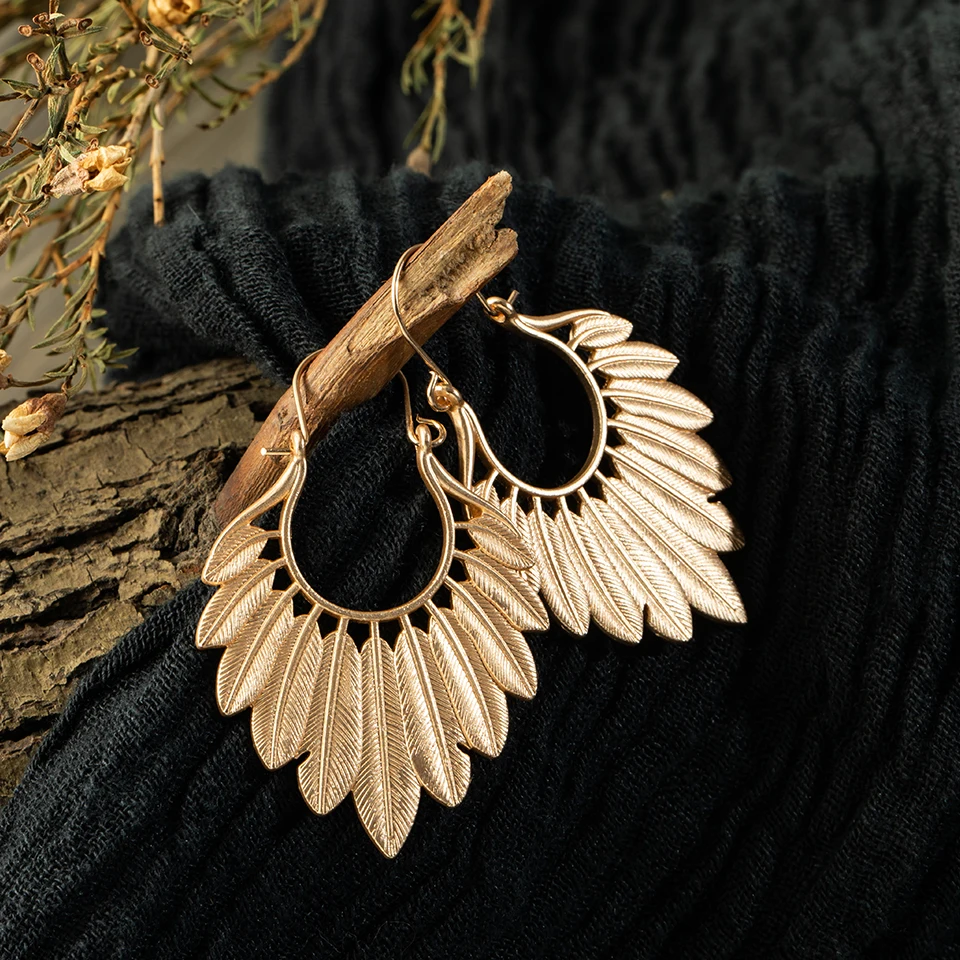 Boho Ethnic Large Golden Luxury Dangle Drop Earrings Hanging for Women Female Fashion 2019 Jewelry Wedding Earrings for Brides