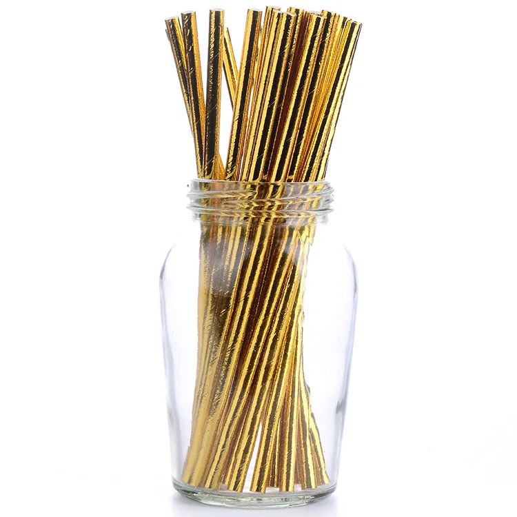 

Solid Color Bronzing Paper Sucker Cross Border Creative New Paper Sucker Customizable Disposable Biodegradable Paper Straw