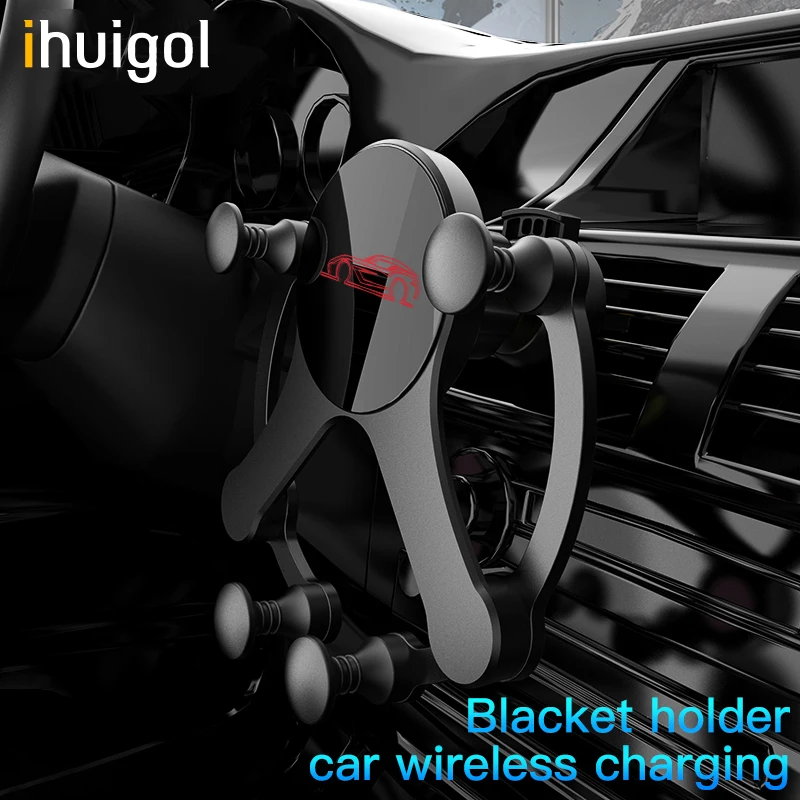 

ihuigol 2 in 1 Wireless Car Charger Clip Mount Air Outlet For iPhone 11 Pro 7 8 Plus X Samsung S9 Auto Support GPS Stand Holder