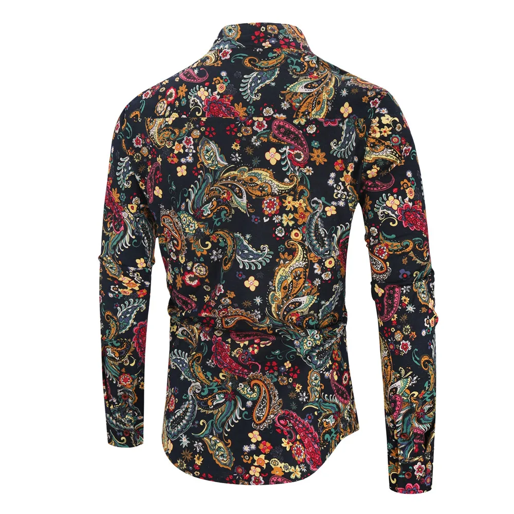 Гавайские 3XL мужские рубашки Slim Fit Хлопок цветочный короткий рукав отложной воротник изогнутый подол Плюс Размер Топы