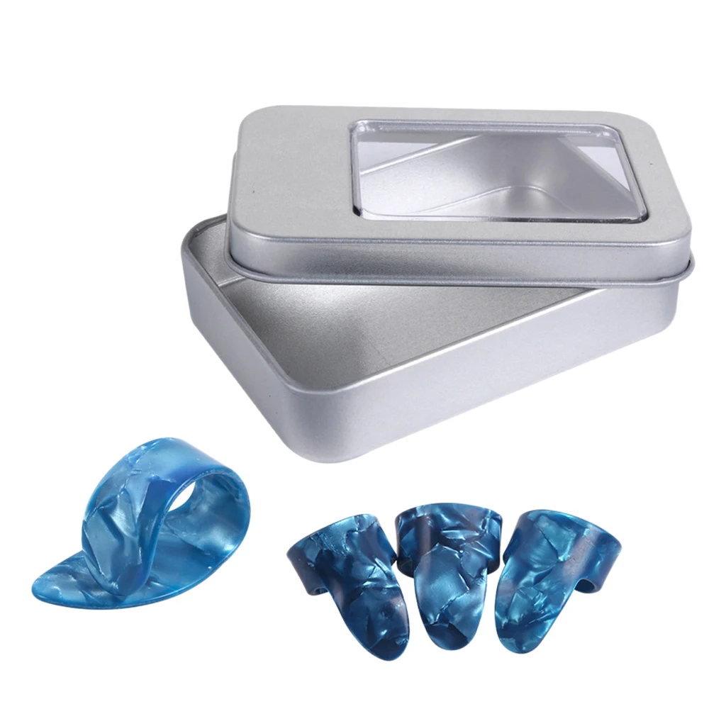 

3 Pieces Blue Celluloid Plastic Guitar Picks & 1 pcs Iron Box
