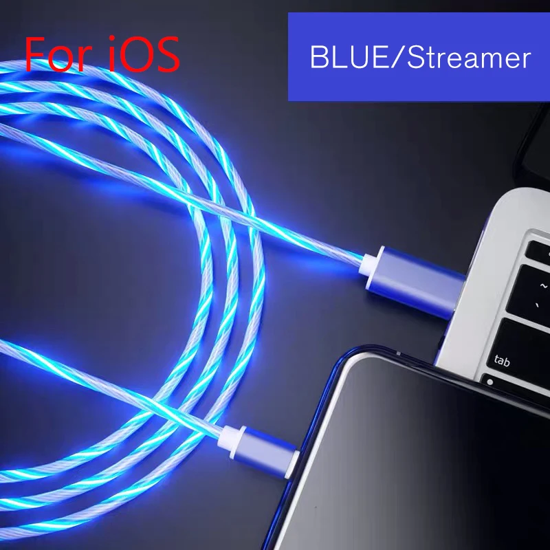 Стример зарядное устройство type-C type C USB C для samsung A50 Micro USB кабель для зарядки светодиодный 2A кабель для быстрой зарядки для iPhone шнур для зарядного устройства - Цвет: LT-Blue